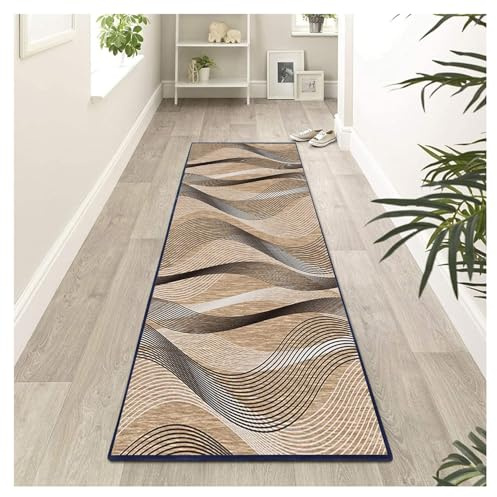 Siunwdiy Marrón Entrada Felpudos Moqueta Corredor Alfombras De Pasillo Largo Alfombras Cocina 5 Metros,Patrón de Abstracto,Antideslizante-Lavable a mquina-para Pasillo,Cocina,70X500CM