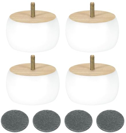 sourcing map 4Pcs Wood Furniture Leg, 1.97 Solid Wood Replacement Furniture Feet for Couch Sofa,White