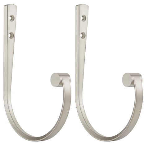 Mayrhyme Curtain Holdbacks 2Pcs,Brushed Nickel Barrel Zinc Alloy Curtain Tiebacks,Wall Mounted Curtain Holders for Drapes.