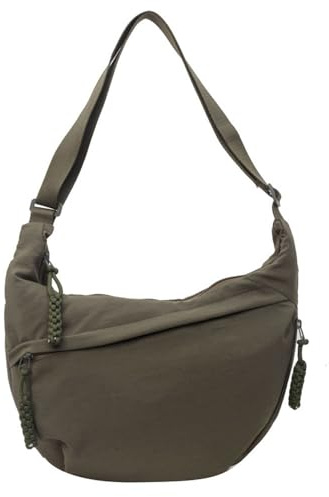 YiYunTE Borsa a Tracolla Unisex in Nylon - Marsupio Impermeabile per Università - Borsa Mezza Luna con Porta Cellulare - Nera