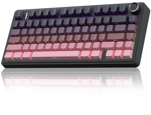 AULA F75 Pro Wireless Mechanical Keyboard,75% Hot Swappable Custom Keyboard,RGB Backlit,Pre-lubed Reaper Switches,Side Printed PBT Keycaps Mechanical Gaming Keyboards, Pink&Black