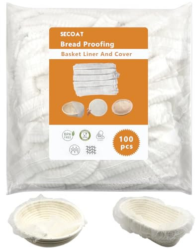 100 Pack Banneton Bread Proofing Basket Liner,21 Bread Bowls Liner Non-Stick Dough,BPA-Free Non Woven Sourdough Bread Basket Liners,Elastic Banneton Liners for Prevents Dough from Sticking to Basket