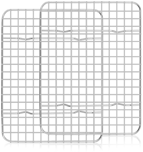 Homikit 12x9 Inches Stainless Steel Cooling Rack Set of 2 for Quarter Sheet | Small Baking Racks for Cookie Bread Pizza, Toaster Oven Bacon Wire Racks, Metal Grilling Grids, Rust Free, Dishwasher Safe