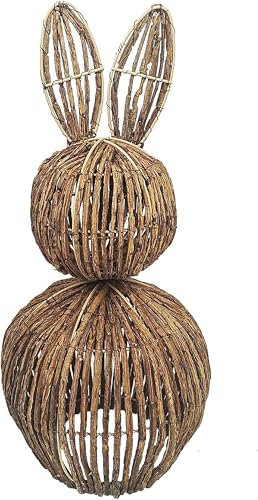 Große Osterhasen Figuren Handgemachte Weidendekoration für Innen & Außen Rustikaler Rattanhase Frühlingsdekor für Tisch Garten Wohnzimmer