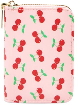 LJCZKA Kreditkortshållare dam, liten RFID-blockerande plånbok för kvinnor, mini kreditkort plånbok med dragkedja, 9 kortplatser och 2 fickor, Rosa nr 1, One size, Avslappnad