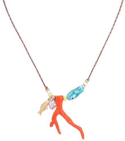 Mikovivi Boho Koralle Fisch Halskette für Frauen, Verstellbar Sommer Ocean Perlenkette Strand Schmuck für Hawaii Urlaub Festival Kleidung