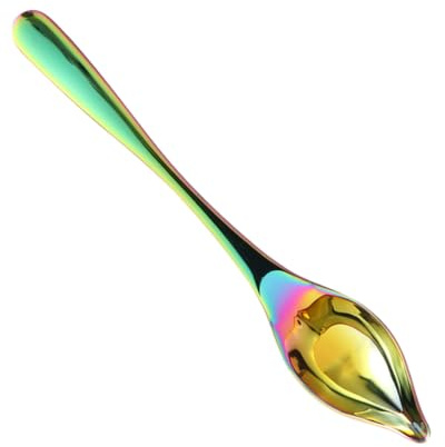 Garneck Cuchara de Acero Inoxidable Salsas y Condimentos con Diseño Iridiscente Estrecho Antigoteo Mango Resistente al Calor para Cocina y Restaurante