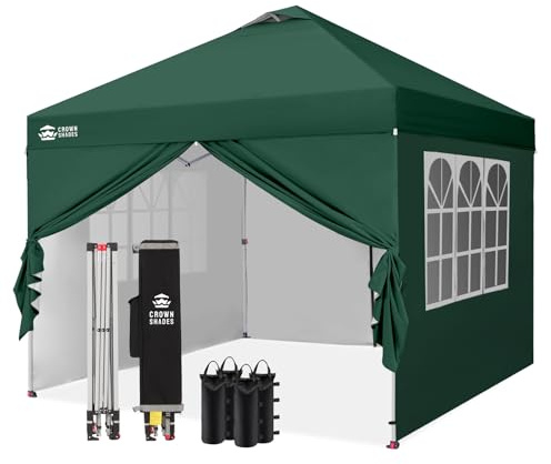CROWN SHADES Pavillon 3x3 m Pop-Up wasserdicht mit 4 Seitenteilen | Pop up Gartenpavillon UV Schutz 50+, Partyzelt Für Outdoor Camping, 3-Fach Höhenverstellbar, Pavillion mit Tragetasche