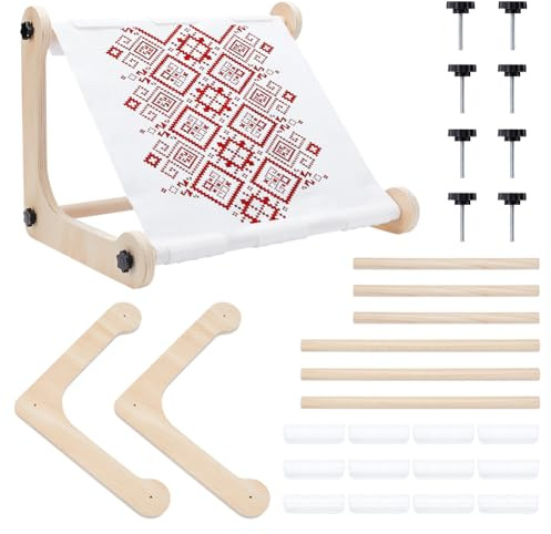 UNICRAFTALE Wood Embroidery Hoop Holder Adjustable Embroidery Table Stand Navajo White Cross Stitch Hoop Stand for Lap Or Table Cross Stitch Scroll Frame for Arts Crafts 300x300x14.5mm