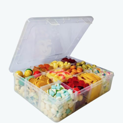 LAifu Snack Box Large, Snack Box with 12 Removable Compartments, Divided Snackle Boxes Trays with compartment for Candy, Spices, Fruits, Nuts, Chips, Cookies, Etc