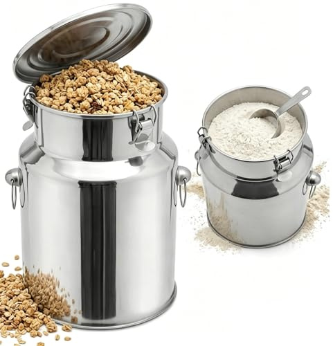 5l -88l Jarra de Leche Inoxidable Hermético, Lechera con Tapa y Anillo de Sellado, Bidón de Transporte de Fácil Limpieza, Cubo acero inoxidable Multiuso(No Spigot,18L/4.76Gal)