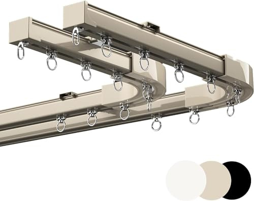 Heavy Du Aluminiumlegeringsskenor – tak- och väggmontering enkel/dubbelspår stänger med 90° vinkelmått för och mångsidig lösning för heminredning