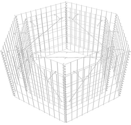 vidaXL Gabion Raised Bed - Hexagonal Galvanised Steel Outdoor Garden Plant Basket 100x90x50cm - Sturdy & Weather-Resistant Border for Plants