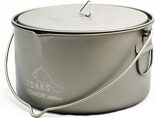 Olla Toaks de titanio colgante para exterior, fácil de llevar, ofrece una amplia variedad de posibilidades, 2000ml