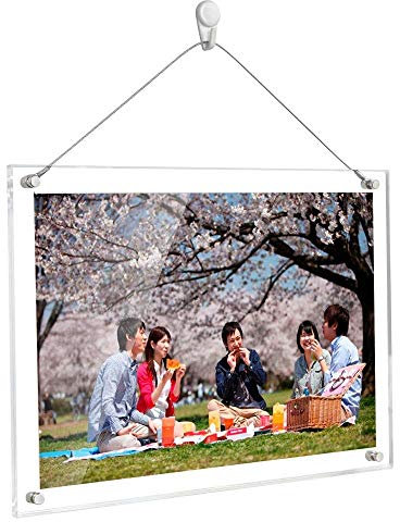 LAPONO Rahmenloser Bilderrahmen, A4 Acryl-Bilderrahmen Haelt 20x30cm Fotos Transparent Doppelseitiger Frei Stehend Fotorahmen Kann Ständer Oder Wandhalterung für Zuhause Büro Hochzeitsfotos Babyfotos