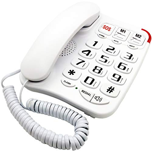 KerLiTar K-P045W Amplified Corded Phones for Hearing Impaired Aid Seniors Phones Large Button Phone for Low Vision Landline Phones Corded for Elderly Picture Care Phone Wall Desk Telephone