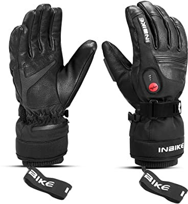 INBIKE Beheizbare Handschuhe Motorrad Skihandschuhe Ski Winter Beheizte Hnadschuhe mit Heizung Thermo Winterhandschuhe Schwarz 1902 XL