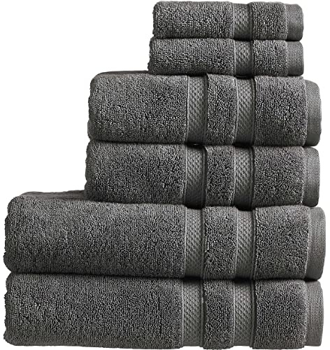 Christy Chroma Bath Towel Set | Set of 6 | 2 Bath 2 Hand 2 Face | Highly Absorbent Heavyweight 675GSM | Bold and Bright | Soft Smooth Shower Towels | 100% Cotton | Sustainably Made | Ash Grey