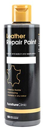 Furniture Clinic Leather Repair Paint for Jaguar Car Seats & Interiors. All in One Paint for Dyeing & Restoring Leather (250ml, Black/Ebony Black)