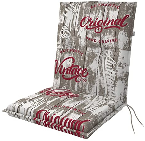 Doppler Auflage Niederlehner Living Vintage Design I Gartenstuhl-Polster 100x48x6cm aus Baumwolle & Polyester I Sitzauflage weich & bequem I Sitzkissen zum Festbinden an Gartenstuhl