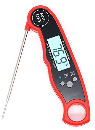 1 Stück Wasserdichtes Digitales Lebensmittelthermometer mit Faltbarem Fühler, Rot/Schwarz/Blau Instant Read Küchenthermometer für Fleisch, BBQ, Kochen, Backen, Türkei, Zucker