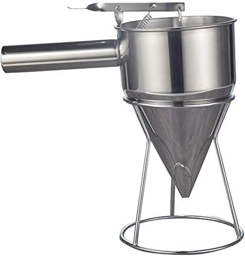 Piston Funnel Pancake Dough Dispenser Stand Pancake Dough Dispenser Stainless Steel Confectionery Funnel with Stand Bakery Use Cake Tool