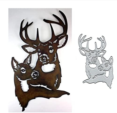 Adies Animal Deer Metal Die Cuts,Merry Christmas Couple Deer Elk Card Cutting Dies Cut Stencils DIY Scrapbooking Photo Album Decorative Embossing Paper Card Making, 62X105MM/2.44X4.13 inch