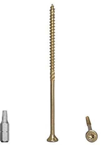 (150 Stück) Universal Gelb Verzinkter Stahl 5,0 x 120 mm Holzschrauben Torx Kopf Senkkopf Spanplattenschrauben (150, 5,0 x 120 mm)