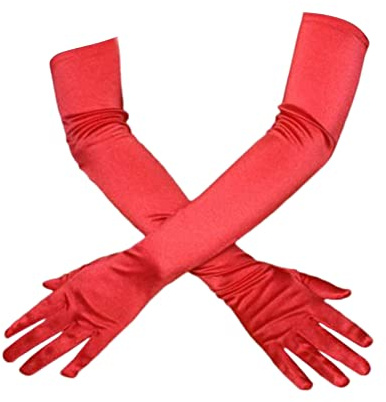 Amissz Lange Abendhandschuhe Rot - Frauen, Mädchen - Elastan - One Size (OS) - Klassisch, Vintage, elegant und sexy - Abendpartys, Hochzeitsfeiern, Kostümfeste, Halloween, Opernaufführungen