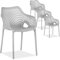 Homestyle4u 2442, Gartenstuhl Kunststoff stapelbar Grau 4er Set mit Armlehnen wetterfest Gartenmöbel Stühle modern