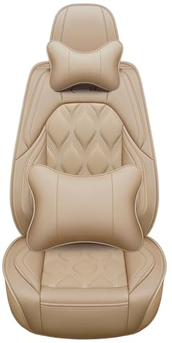 Congxy Autositzbezüge Komplett Set Universal in Premium Design | Schonbezüge für die Vordersitze & Rückbank | Auto Sitzbezüge Airbag Geeignet | Wasserdicht Sitzbezug, Beige Luxus