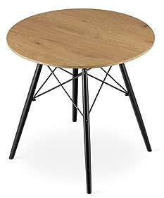 VBChome Esstisch Runden 80 cm Eiche Küchentisch Wohnzimmertisch Esszimmertisch Tisch Holzwerkstoff Modernes Design Eiche
