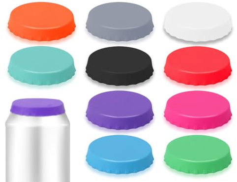 KAPSING Pack de 10 Cierres para latas de Bebidas, Cierres para Botellas, Botellas de Cerveza, Cierres de Silicona para Botellas de Cerveza, Tapas para latas, Tapas para latas (10 Colores)