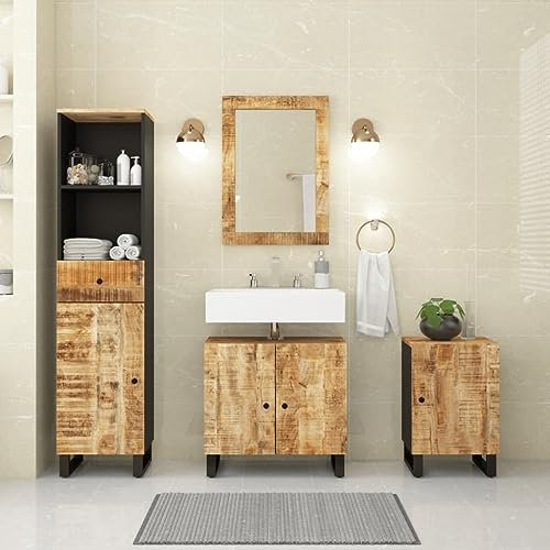 INLIFE 4-TLG. Badmöbel-Set Massivholz Mango,60 KG,3200641