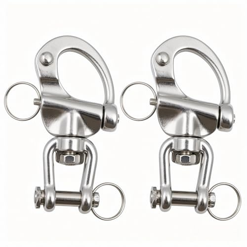MAMDAFAON Paire de mousquetons pivotants en acier inoxydable 316 à dégagement rapide pour manilles de gréement de voile de 7,5 cm