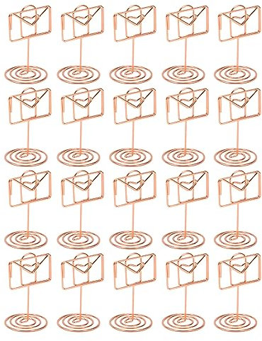 HERCHR Portatarjetas para Colocar, 20 Piezas Portatarjetas para Mesa Portatarjetas para Mesa Soportes para Números De Mesa Portafotos con Imagen De Mesa para Regalos De Boda (Oro Rosa)