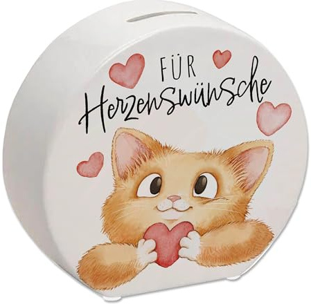 Katze Spardose mit Spruch Für Herzenswünsche Ideal für Geburtstag Kater-Liebhaber Haustierfreunde Herzgeschenk für Katzenmenschen