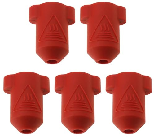 EMSea 5 Stück 3D-Drucker-Extruder-Hot-End-Silikonhülle 3D-Drucker-Extruder-Silikon-Schutzhülle Kompatibel mit Creality K1 K1 MAX 3D-Druckern Rot