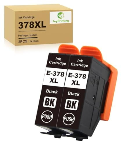 JoyPrinting 378XL Druckerpatronen Ersatz für Epson 378 XL Multipack Tintenpatronen Kompatible als Ersatz für Epson Expression Photo XP-8500 XP-8505 XP-8600 XP‑8605 XP-8700 XP-15000 (2pack Schwarz)