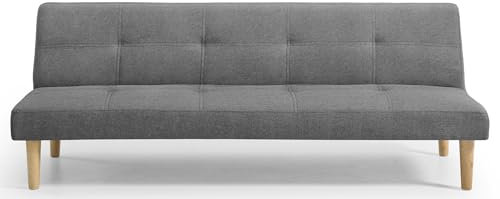 HOGAR24 ES | Sofá Cama Mod. 378C | 3 Plazas | Tapizado en Tela | Color Gris | Sistema Apertura de Libro o Clic-Clac | Medidas: 178x 68x 66 cm, Altura del asiento: 34 Centímetros