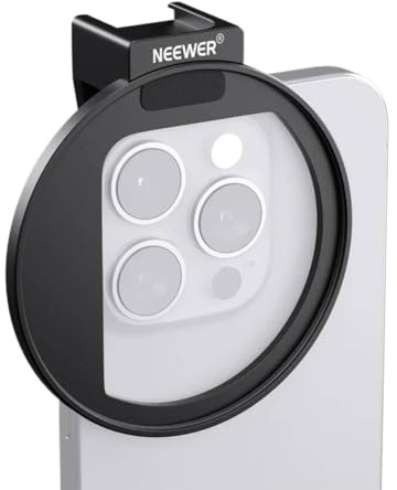 Wmool Verbesserte 67 mm Handy-Filterhalterung, Gewindeobjektiv-Filterclip mit Kaltschuh-Halterung, Verriegelungsknopf, 13 mm Öffnung, kompatibel mit iPhone 15 Pro Max 15 Plus 14 13 Samsung Galaxy S22