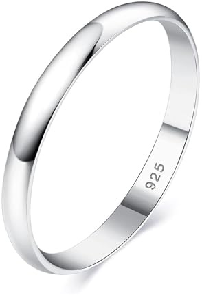 Kualitas Genuine 925 Sterling Silver 2mm Wedding Eternity Ring Band, Classic Ring Band, Minimalist Silver Jewellery (I)