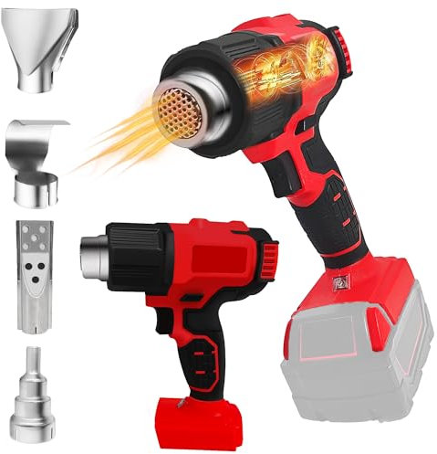 Cordless Heat Gun for Milwaukee m18 Battery,112℉ to 1022℉ Battery Powered Heavy Duty Heat Shrink Gun with 4pcs Nozzles for Crafts,Shrink Wrap,Wire Connection(Battery Do NOT Include)