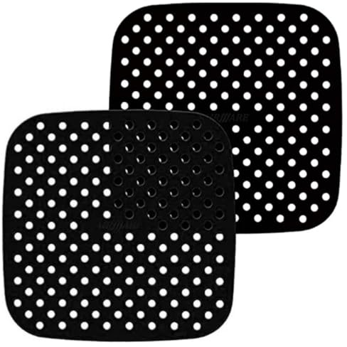 AEIOPRS 2 pcs Silikonmatten für die Heißluftfritteuse wiederverwendbare Matten für die Heißluftfritteuse gelochtes Silikonbackpapier für Heißluftfritteusen