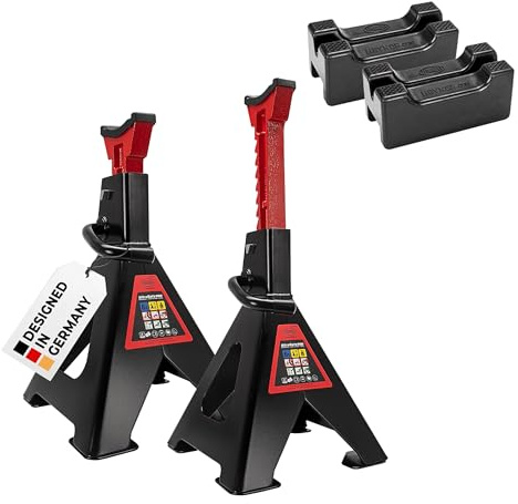 HEYNER® Chevalet de Support TÜV/GS, chevalet d'appui, Pied d'appui, réglable en Hauteur, Acier 6000kg de Charge, Set de 2 pièces
