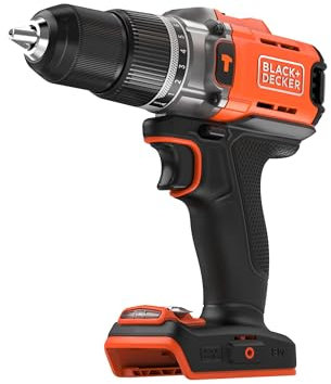 BLACK+DECKER 18V POWERCONNECT Trapano a percussione a batteria, coppia 45Nm, 2 marce, luce LED, mandrino senza chiave, senza batteria o caricatore, BCD383XN-XJ