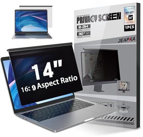 Laptop Privacy Screen 14 Inch Hanging, Removable Screen Shield Panel for 16:9 Widescreen Monitor, Anti Blue Light Filter, Anti-Glare Protector