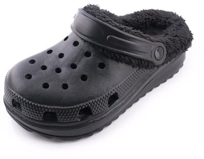 R-ISLAND Sabots d'hiver pour homme, adulte, avec doublure chaude, EVA, confortables, antidérapants, parfaits pour la maison, l'extérieur et l'intérieur., Noir , 42 EU
