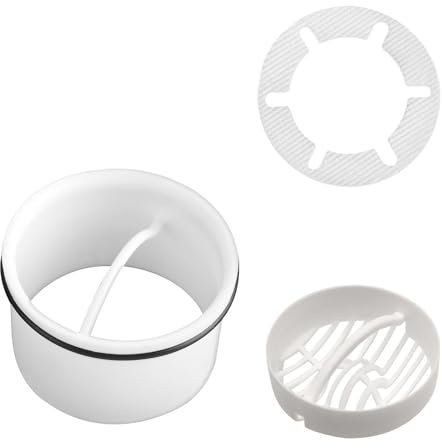 PARFCO Filtro Doccia Capelli, Bianco Filtro Scarico Doccia, Polipropilene Raccogli Capelli Doccia, Set Tubi Immersione per Cestello Scarico a Pavimento, per Uscita Scarico a Pavimento 7 cm