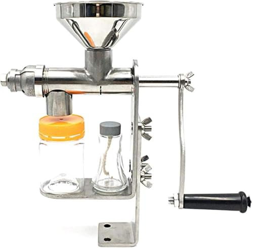 ZHZXBDGQ Presse à huile manuelle, extracteur d'huile en acier inoxydable pour lin, arachide, sésame, canola, noix de coco, graines de tournesol, presse à huile végétale multifonctionnelle, petite